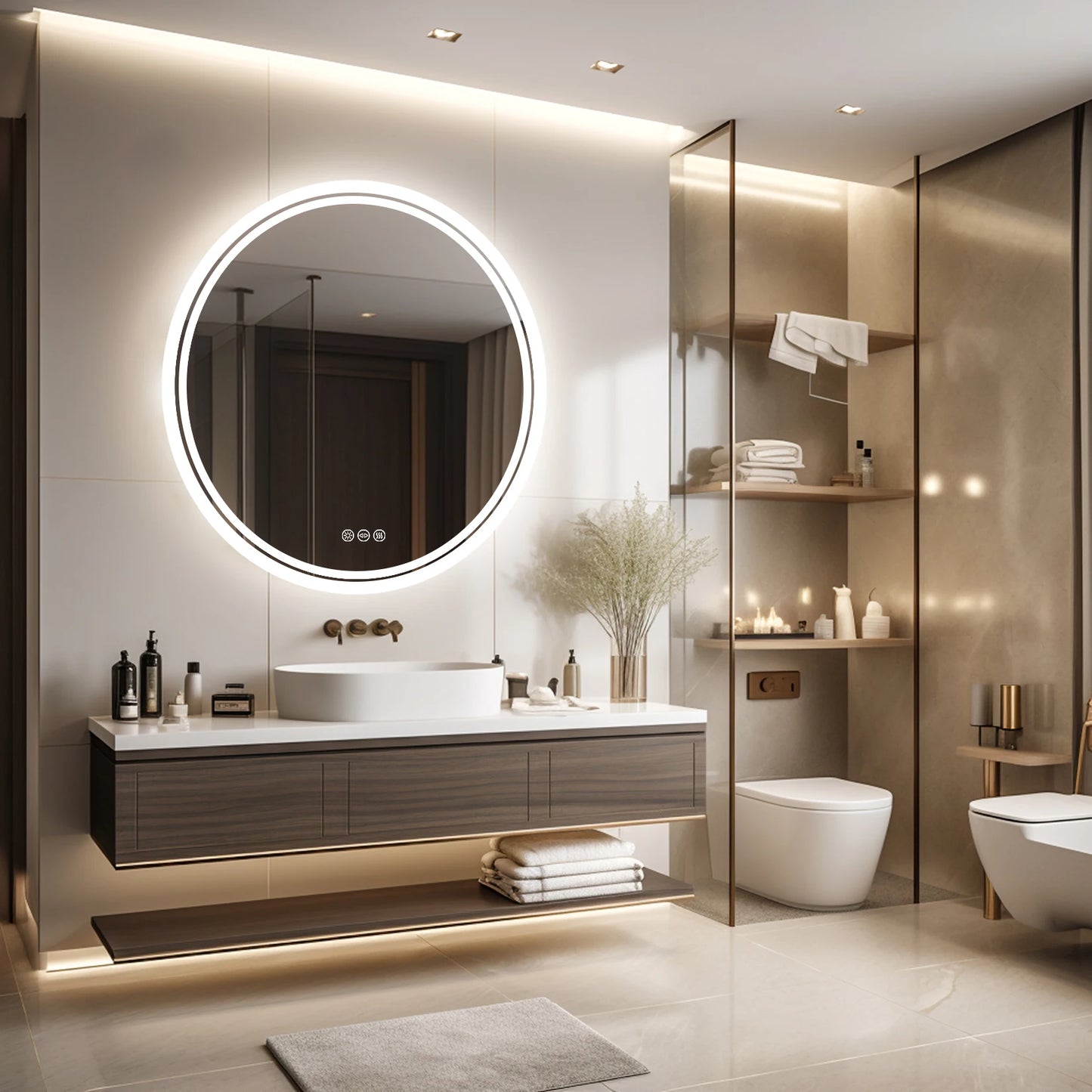 Wisfor Round LED Bathroom Mirror Backlit Anti Fog IP65