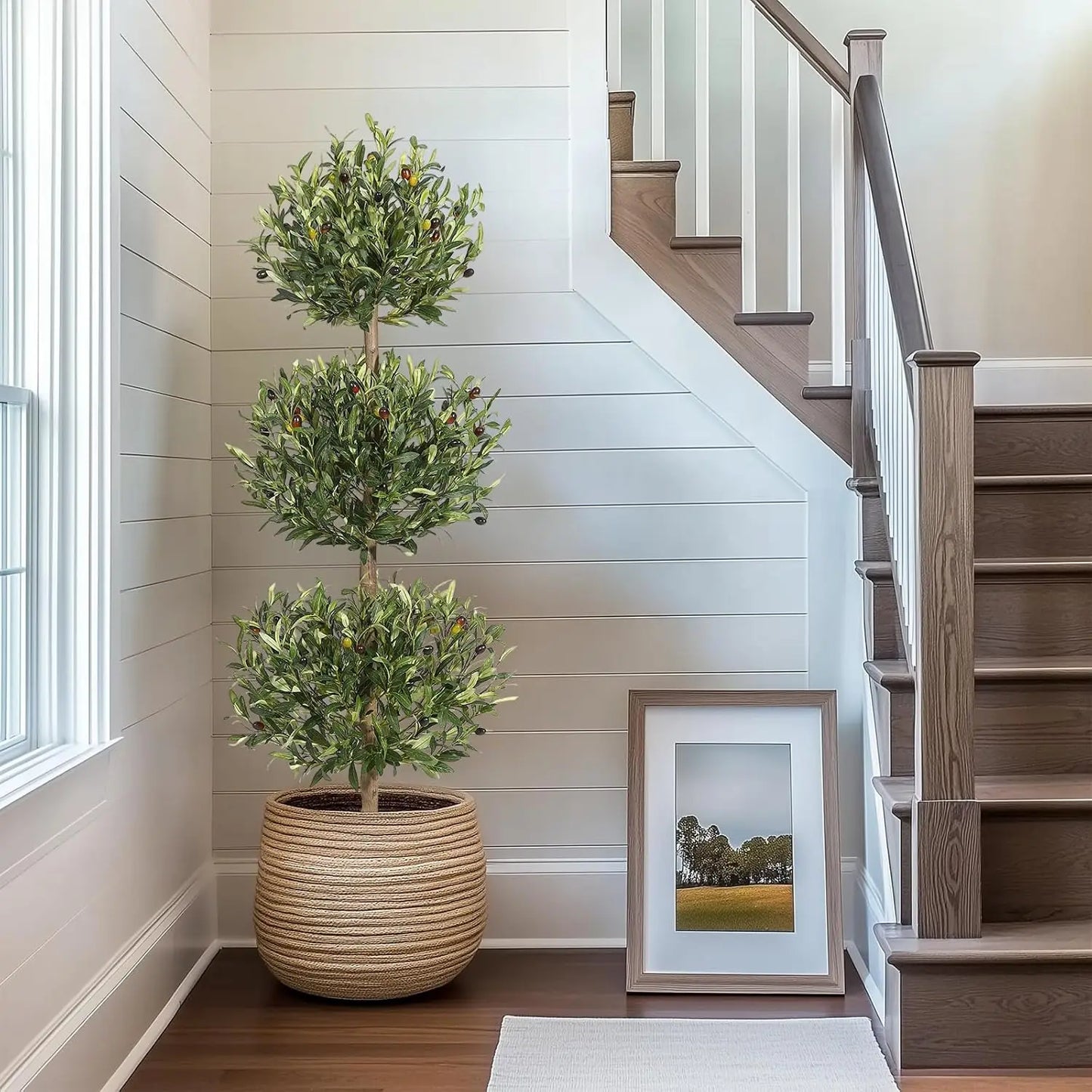 HiMISCN Artificial Olive Tree Indoor Faux With Planter