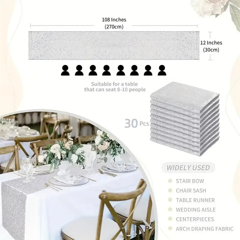 Warm Welcome Decor Sequin Table Runner Metallic Sparkle
