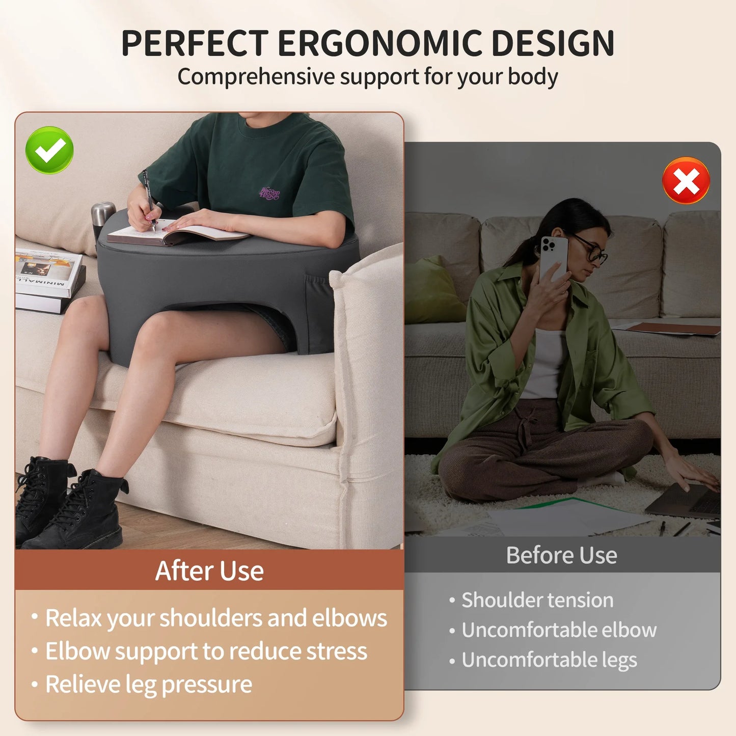Aramox Gaming Reading Pillow Ergonomic Memory Foam Support