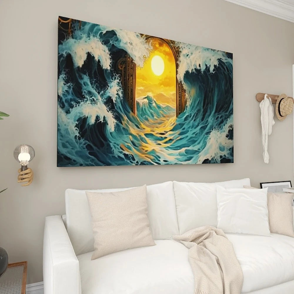 Pine Solid Wood Frame Canvas Wall Art