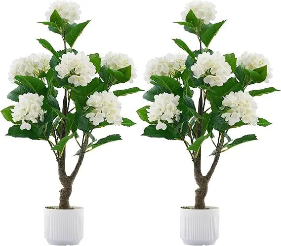 Artificial Hydrangea Tree 2 Pack Faux Plant Indoor Outdoor