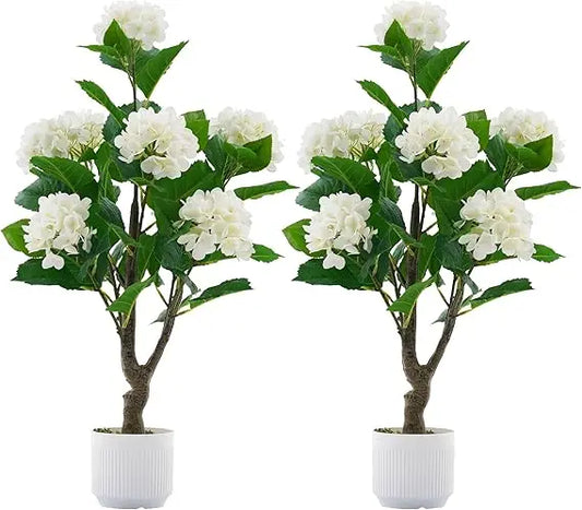 Artificial Hydrangea Tree 2 Pack Faux Plant Indoor Outdoor