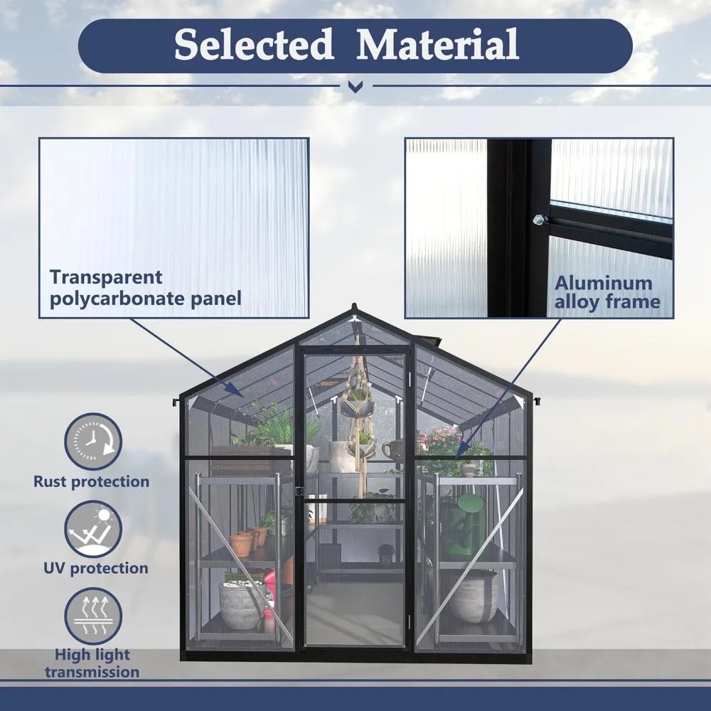 Polycarbonate Greenhouse Walk In Aluminum Frame Garden