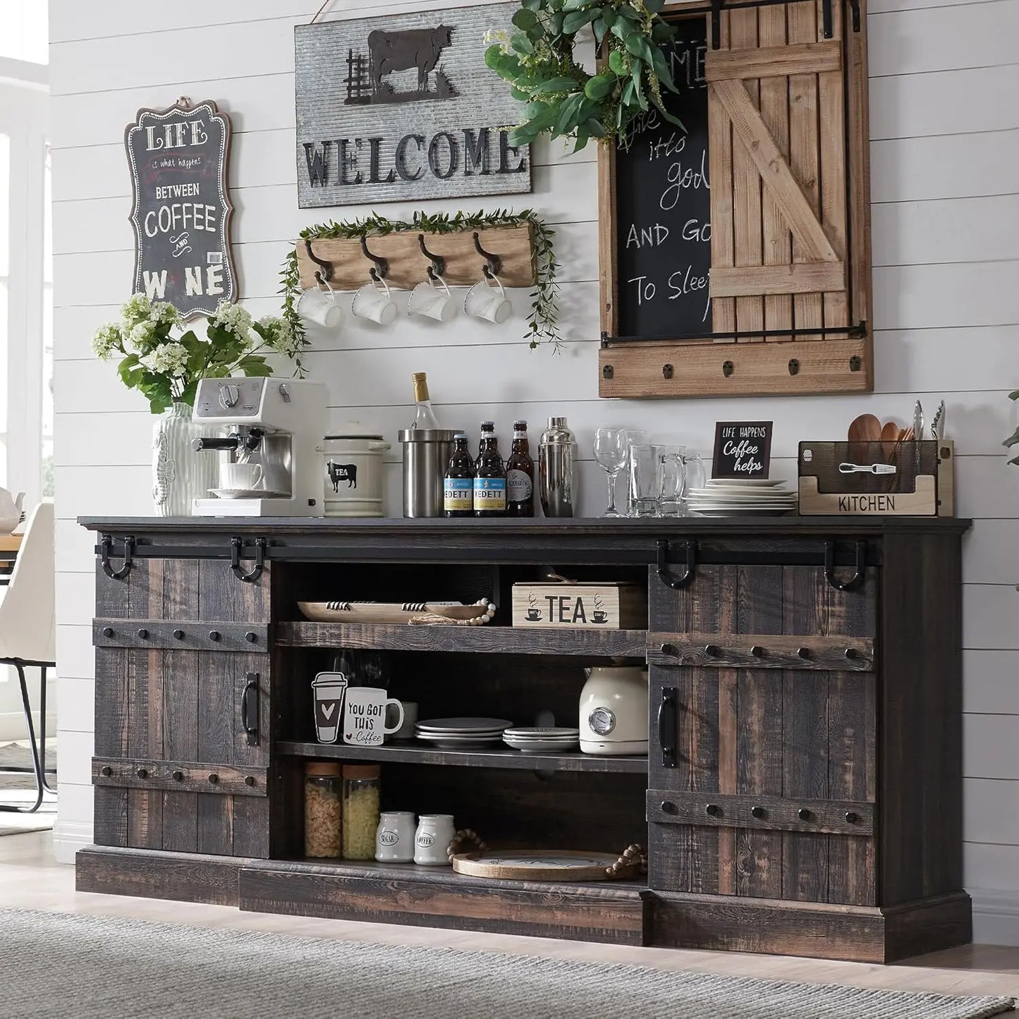 Guangbai Farmhouse Sideboard Cabinet With Sliding Barn Door