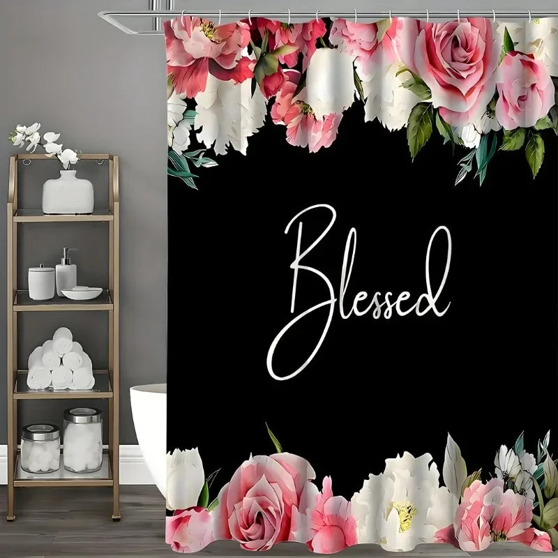Warm Welcome Decor Flowers On White Shower Curtain Set