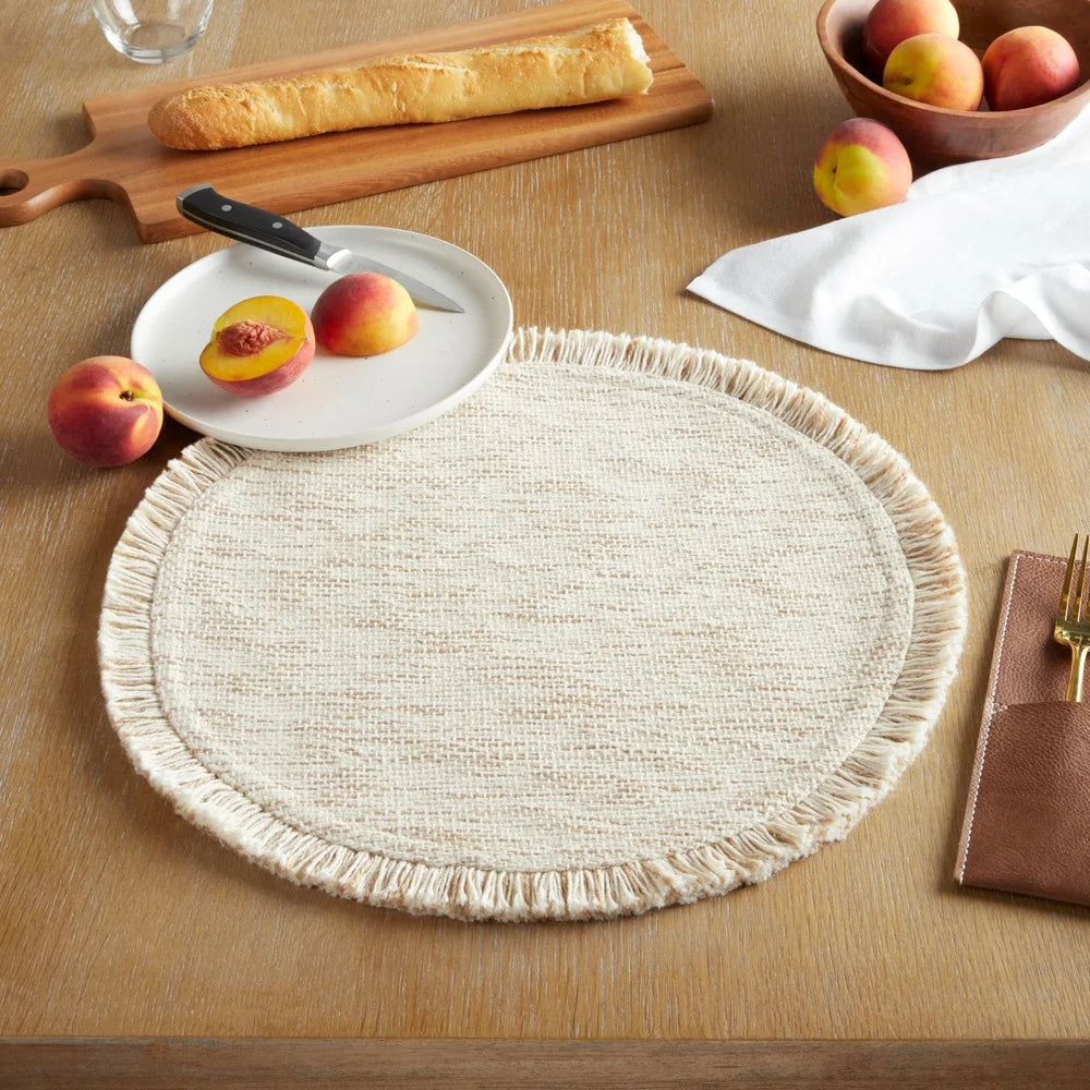 Warm Welcome Decor Round Cotton Jute Placemat 2 Pack Durable