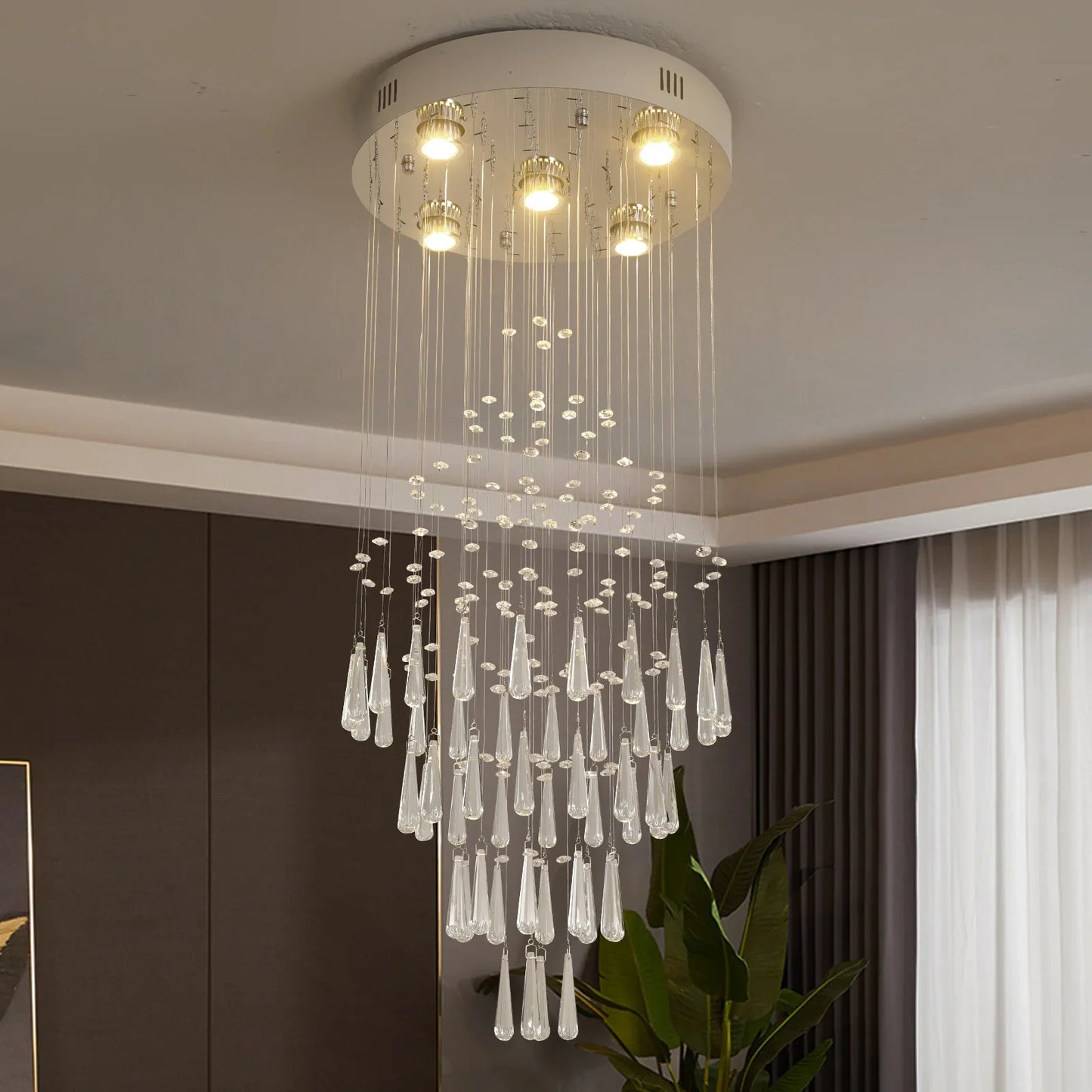 GreeLustr Crystal Droplight LED Pendant Light Modern