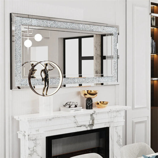 Hign Concerned Crystal Crush Diamond Wall Mirror Framed