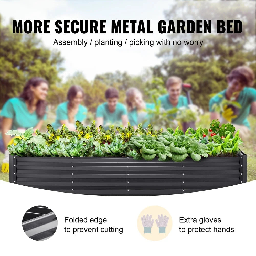 XMSJ Galvanized Metal Raised Garden Bed Planter Box