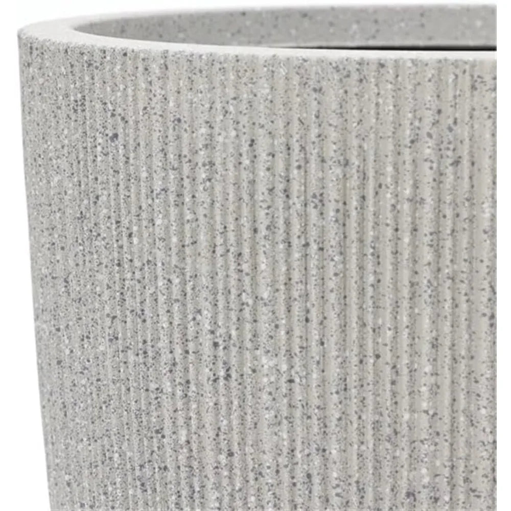 Warm Welcome Decor Set 2 Planters Modern Striped Concrete