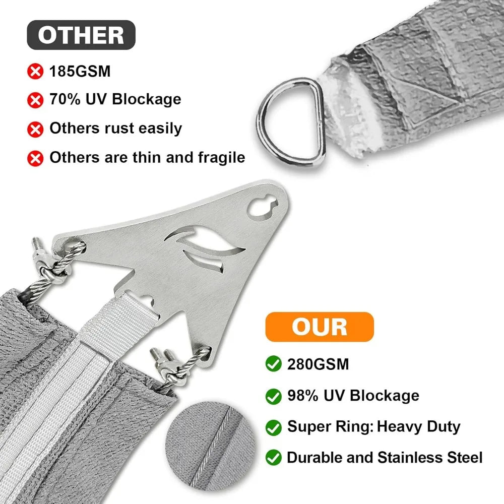 Shade Sail Featuring Stainless Steel Tri Fasteners And Wires