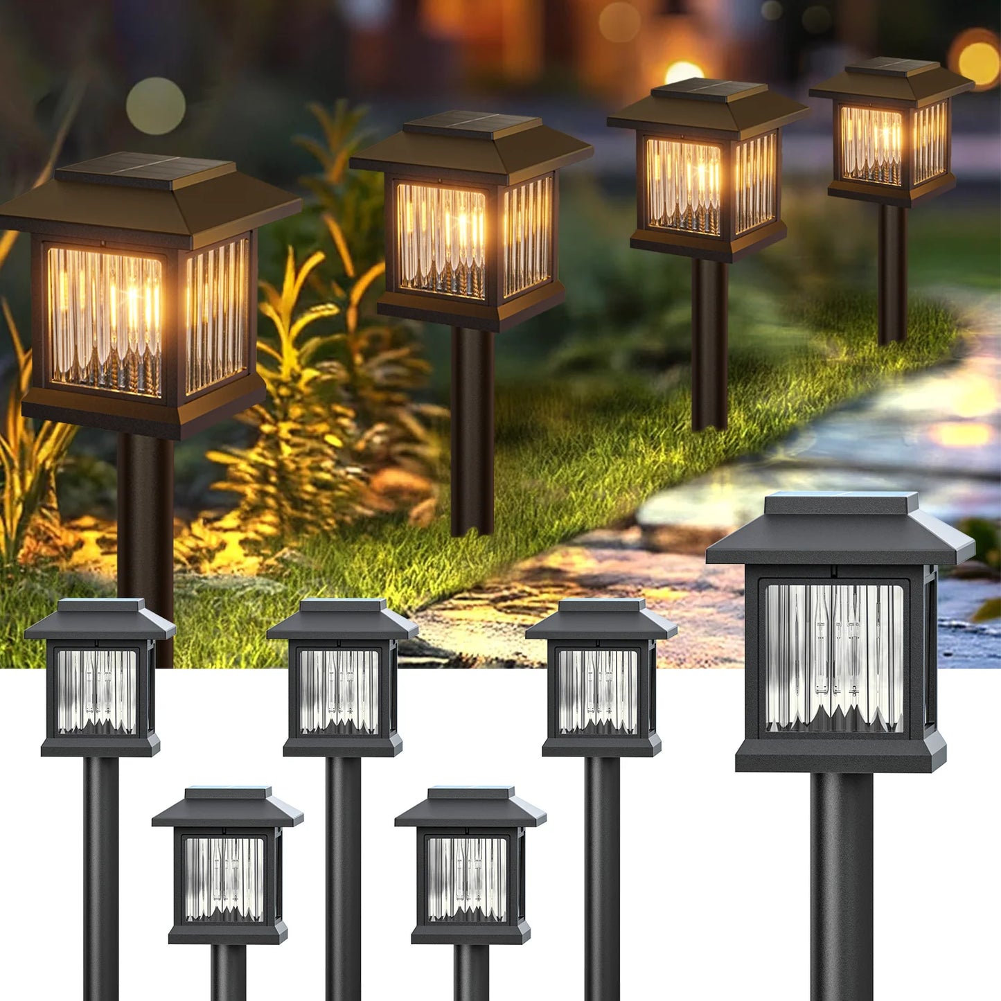 KPSTEK Solar Outdoor Lights 2 Pack Auto On Off Garden