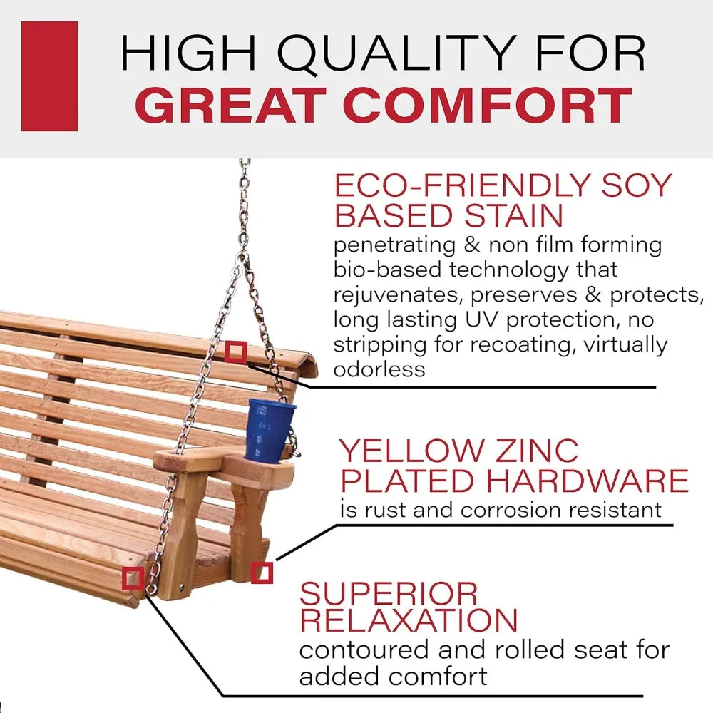 Huanzhuang Rollback Porch Swing With Cup Holders 700 Lb Capacity
