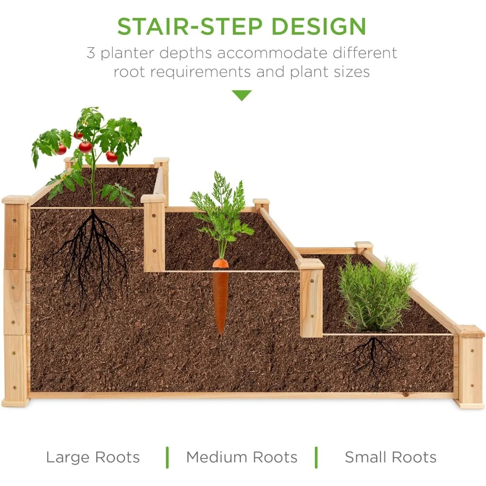 JIAOYING Fir Wood Raised Garden Bed Planter Kit Stackable