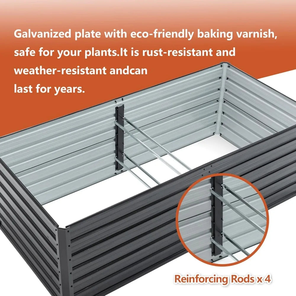 JIAOYING Metal Raised Garden Bed Galvanized Planter Box