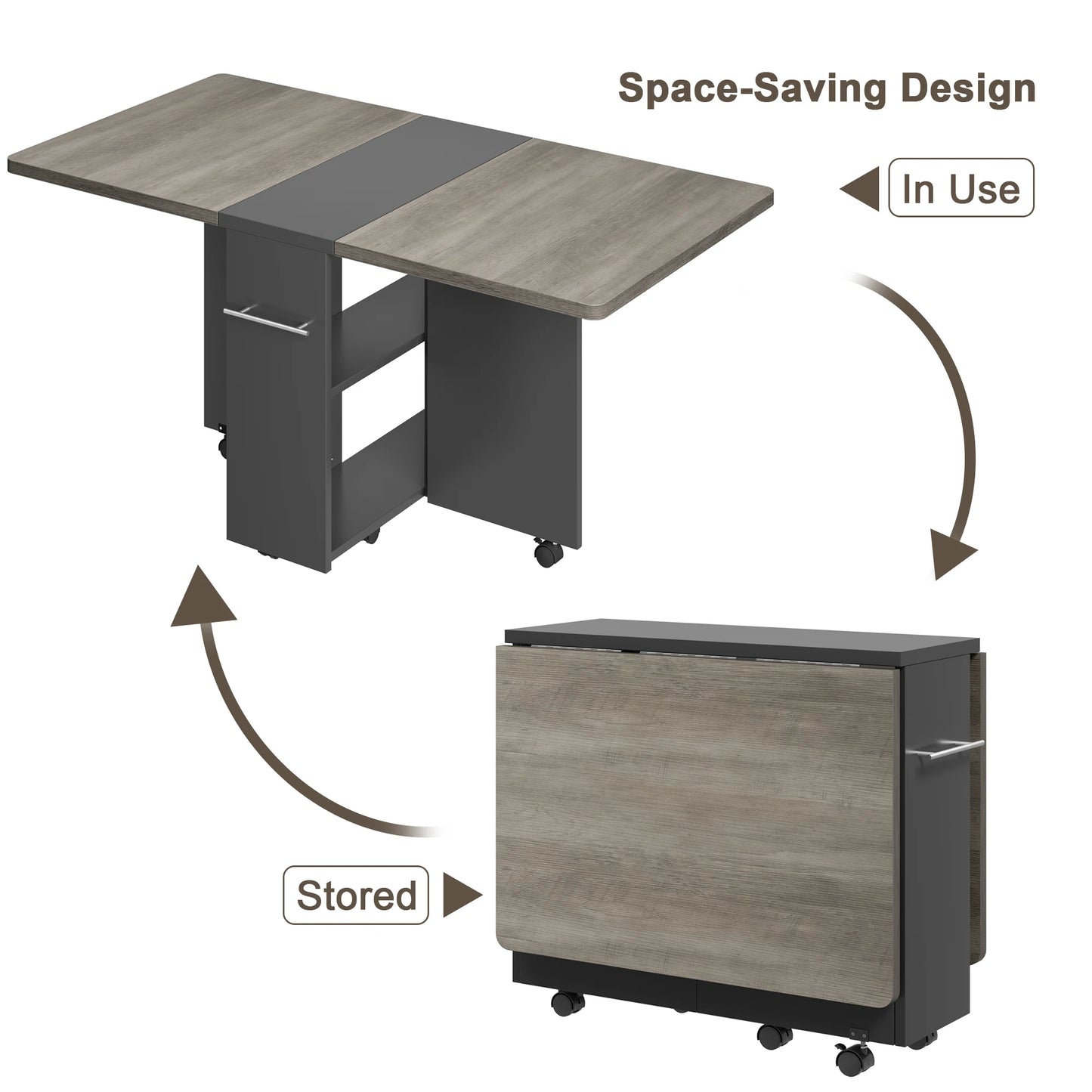 Warm Welcome Decor Foldable Drop Leaf Dining Table Storage