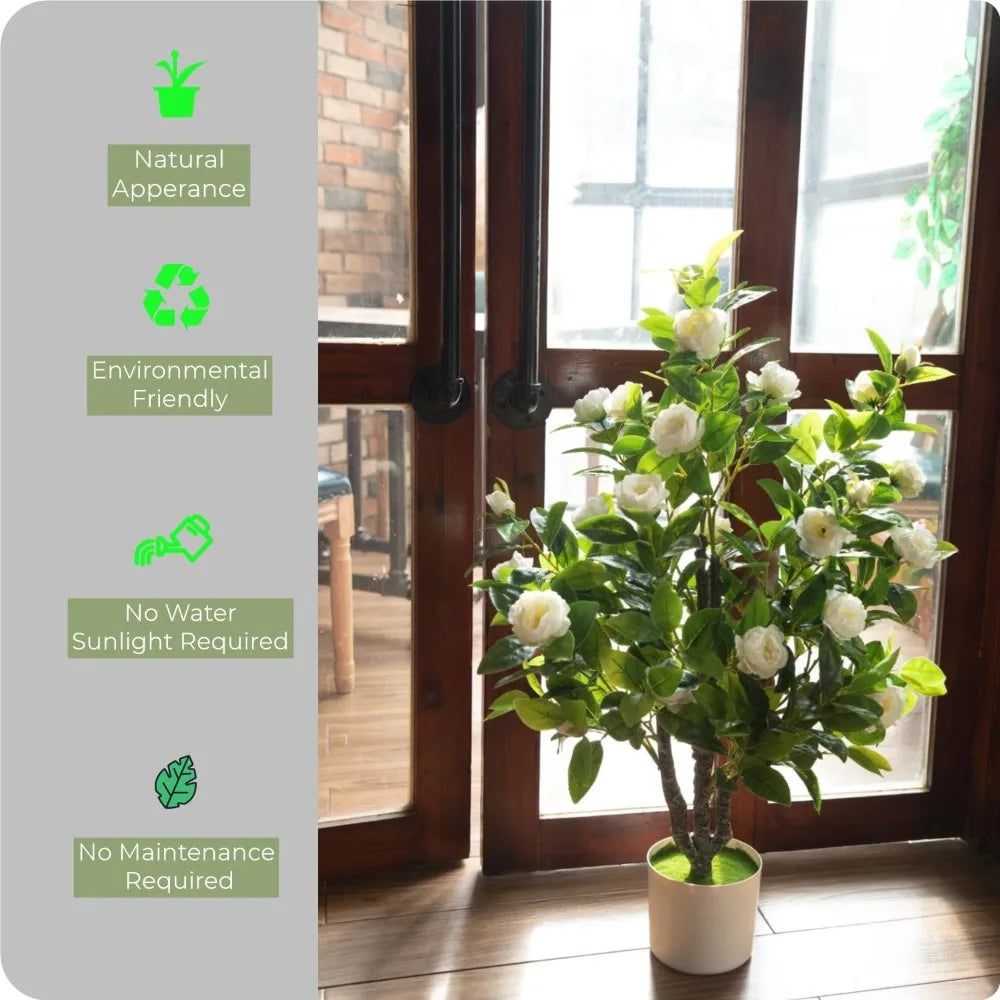 Color Camellia Artificial Tree Faux Floral Indoor Outdoor