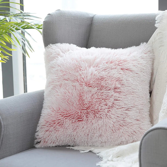 Craft of Weaving Fluffy Accent Pillow Cover Faux Fur Throw