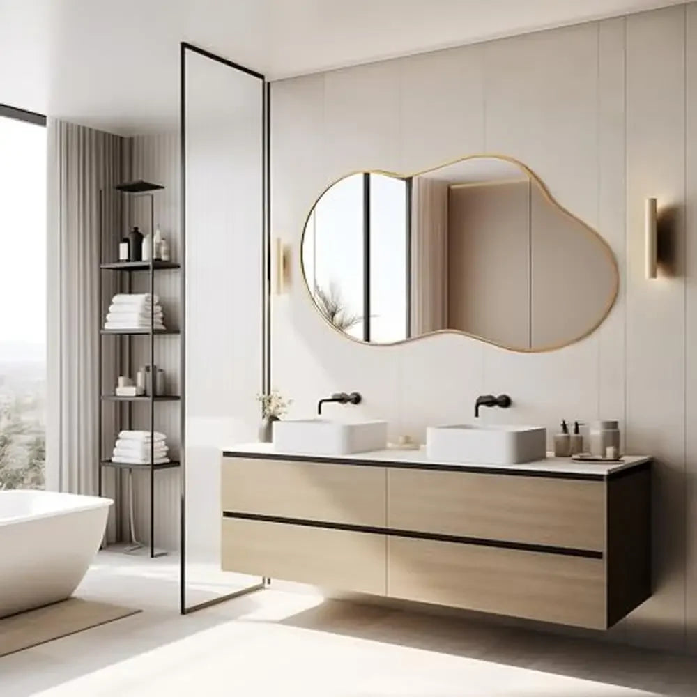 DUTRIEUX Asymmetrical Wall Mirror With Gold Frame Decor