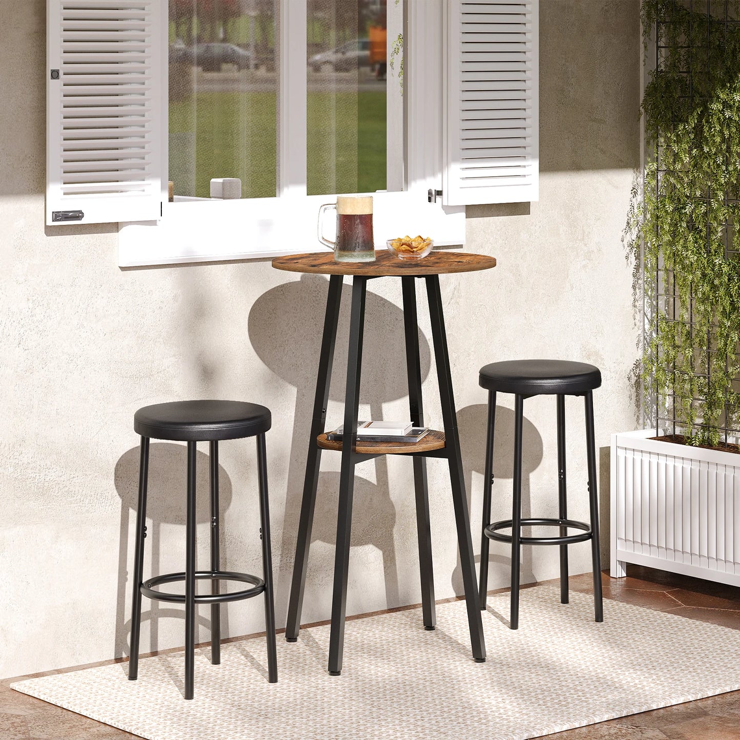 Round Bar Table 2 Tier Bistro With Storage For Home