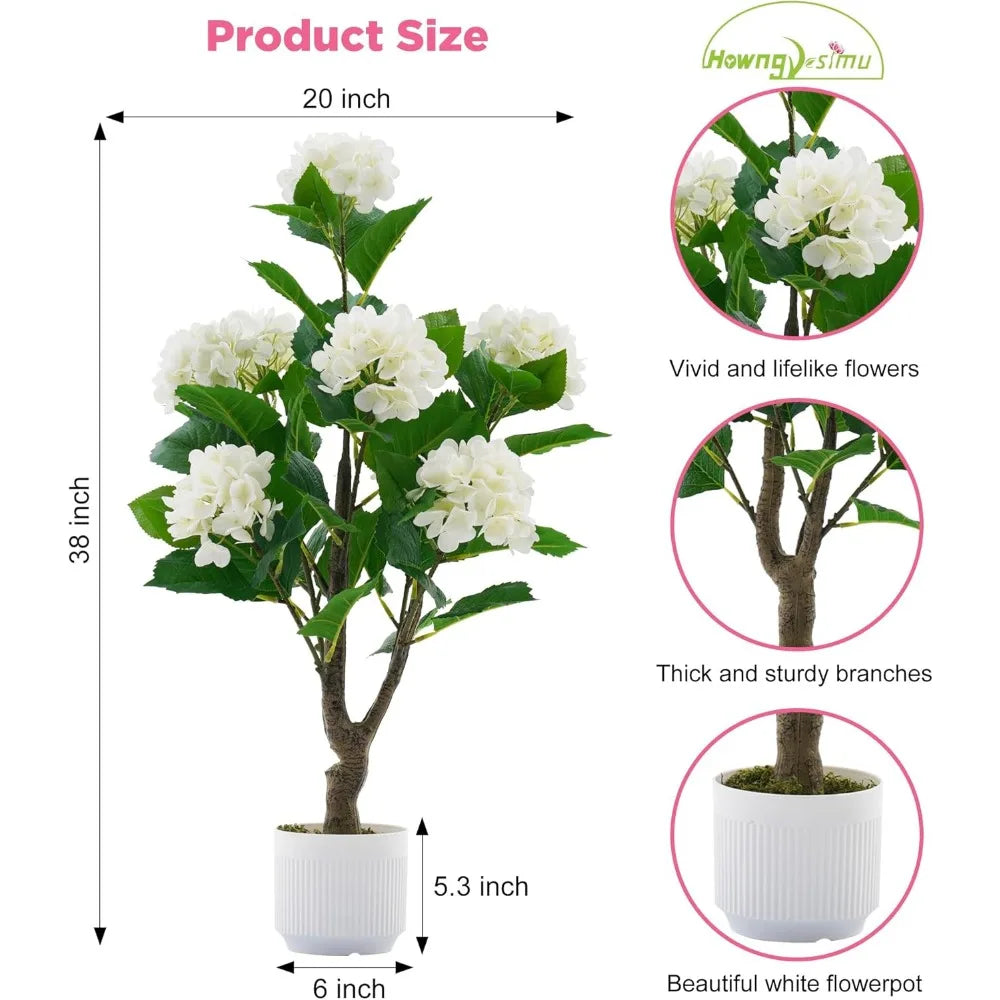 Artificial Hydrangea Tree 2 Pack Faux Plant Indoor Outdoor