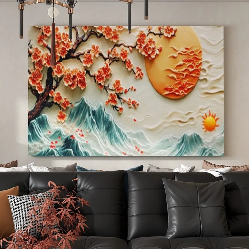 Canvas Wall Art Pine Wood Frame Living Room
