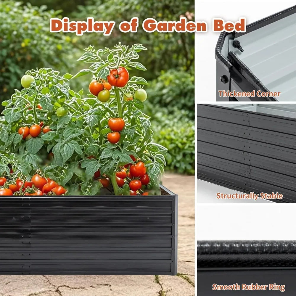 JIAOYING Metal Raised Garden Bed Galvanized Planter Box