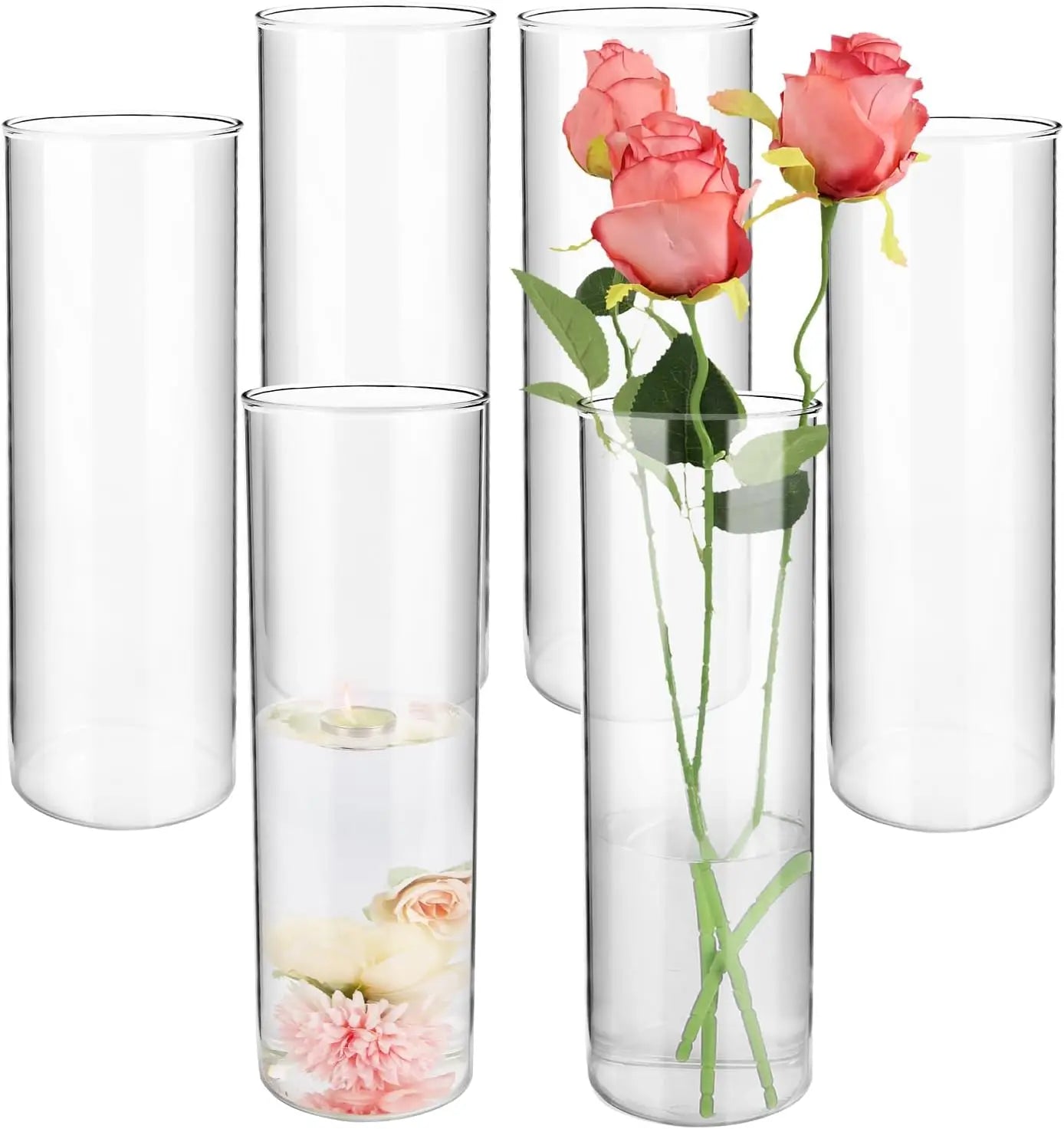 Warm Welcome Decor Glass Cylinder Vases For Centerpieces