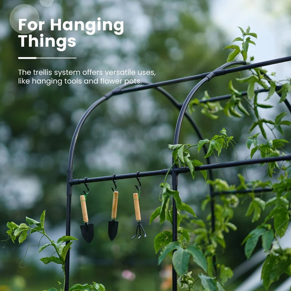 XMSJ Raised Garden Bed with Arched Trellis Galvanized Steel