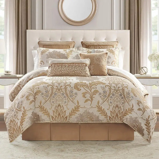 DUTRIEUXCN Floral Jacquard Comforter Set Shams And Skirt