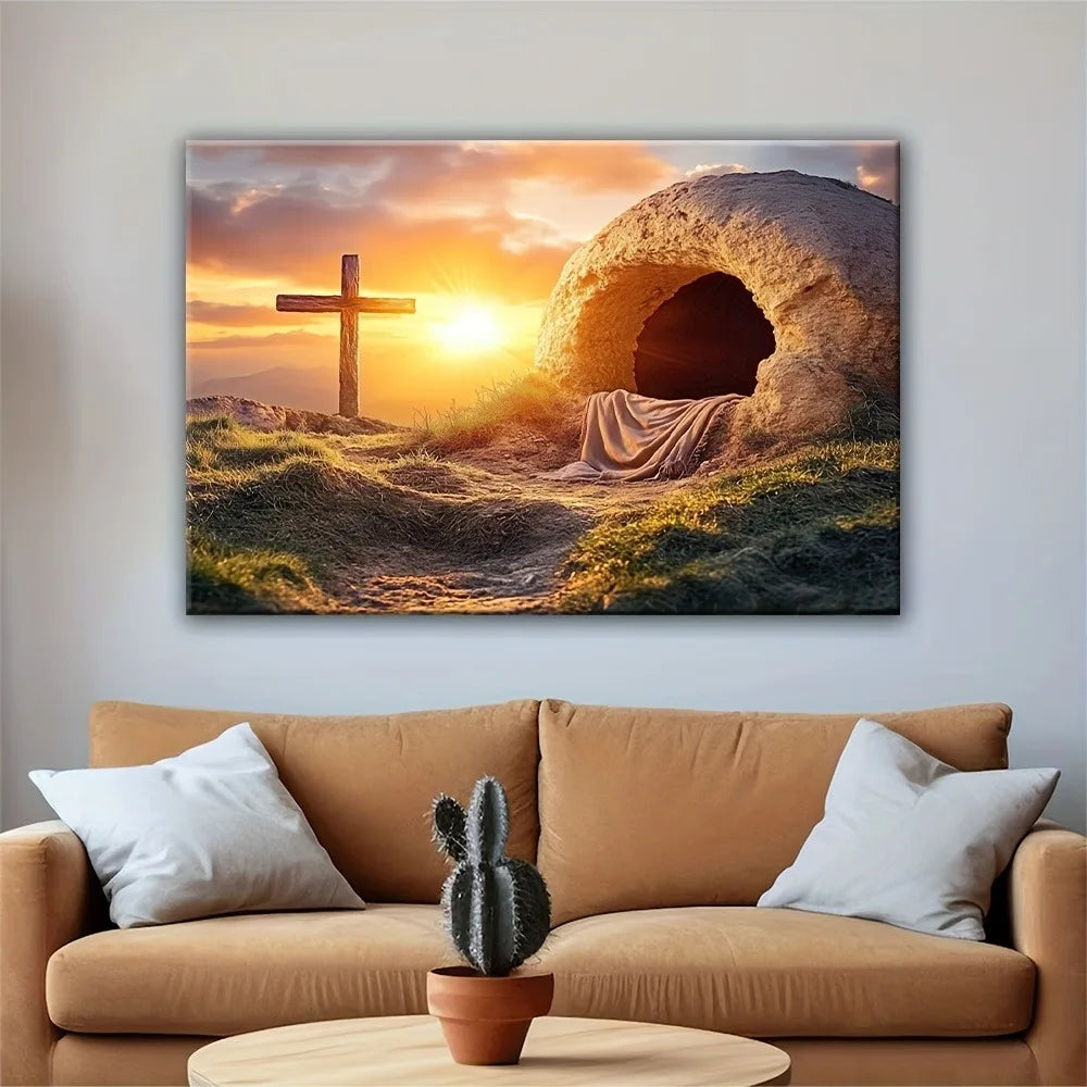 Hign Concerned Wood Pine Frame Canvas Wall Art Resurrection