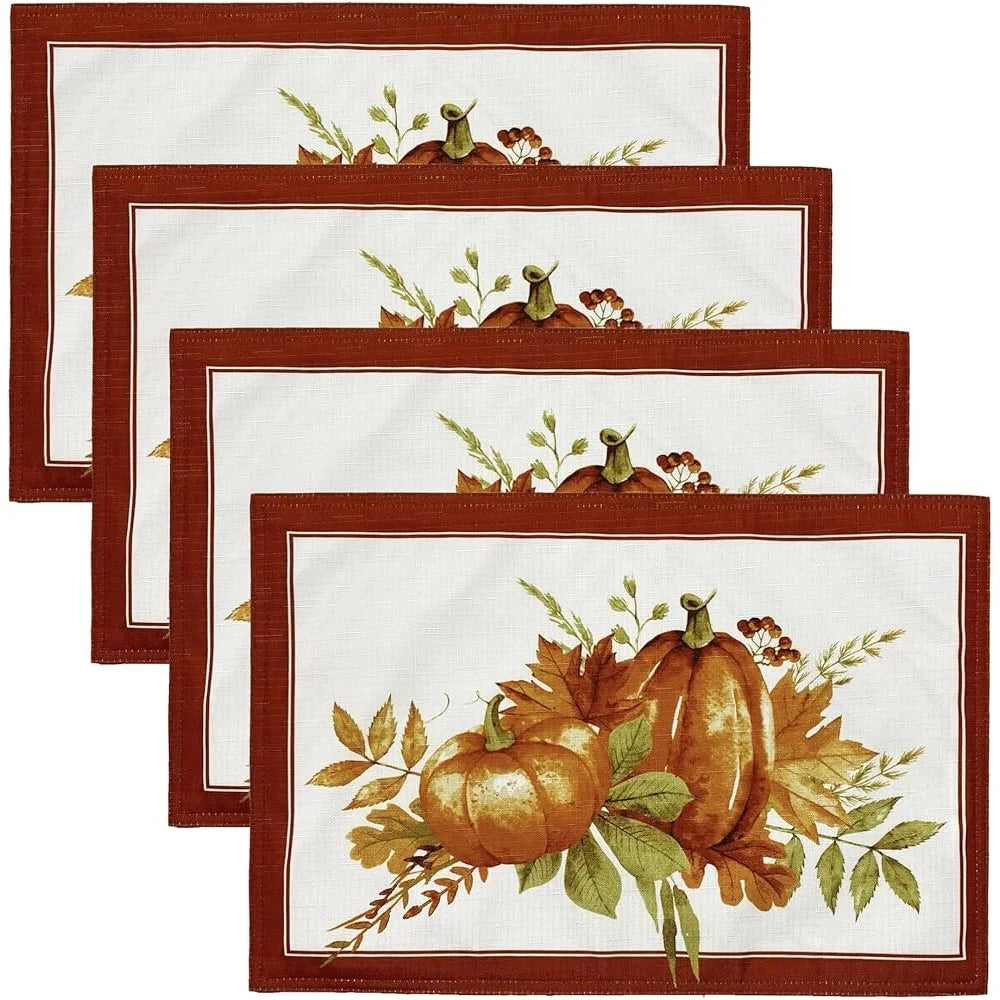 Warm Welcome Decor Autumn Pumpkin Grove Placemats Set of 4