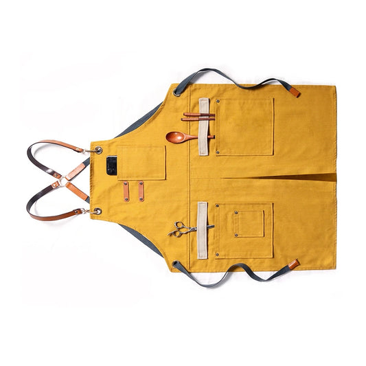 Warm Welcome Decor Work Apron Cotton Canvas With Pockets
