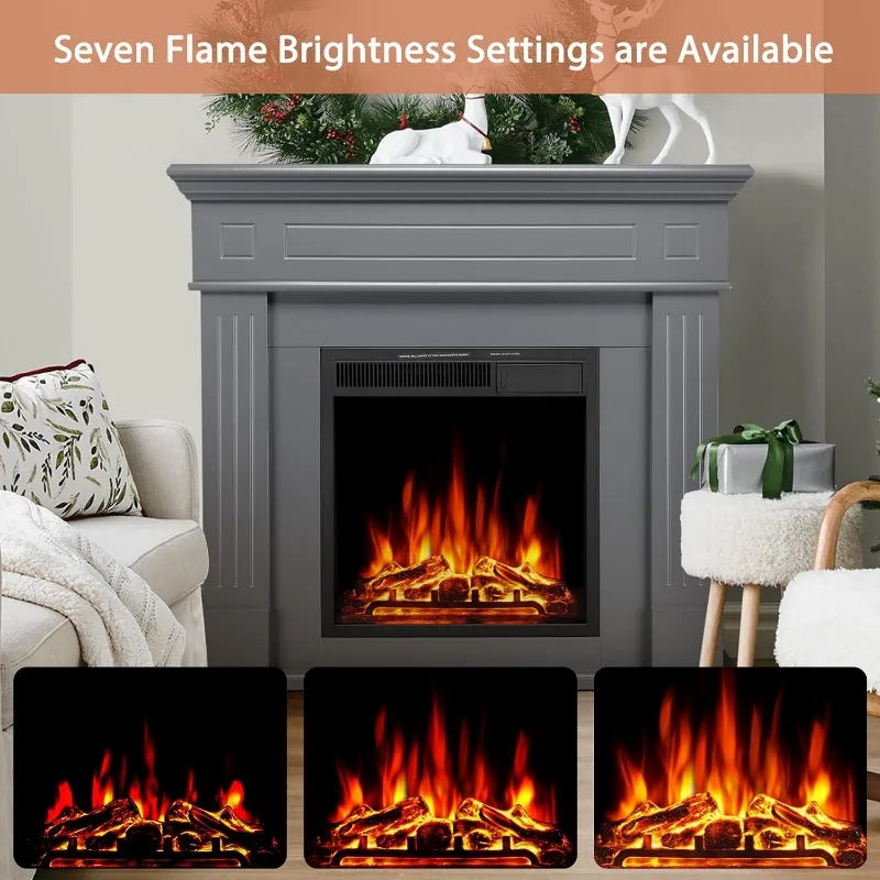 XMSJH Electric Fireplace Heater with Adjustable LED Flame Remote
