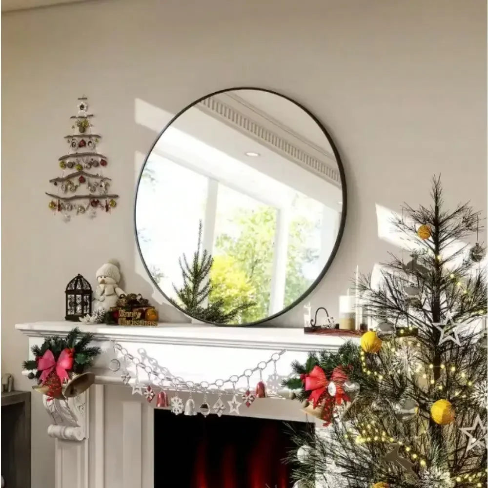 Hign-concerned Round Aluminum Wall Mirror With Simple Frame