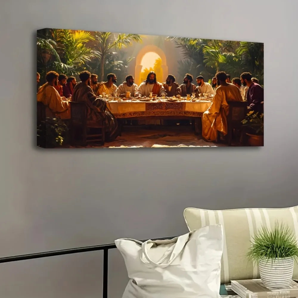 Hign-concerned Last Supper Canvas Wall Art With Pine Frame