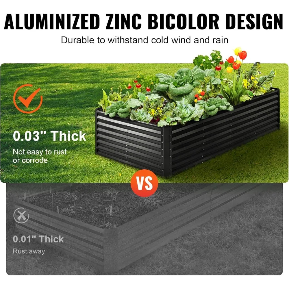 JIAOYING Metal Raised Garden Beds Kit Outdoor Planter
