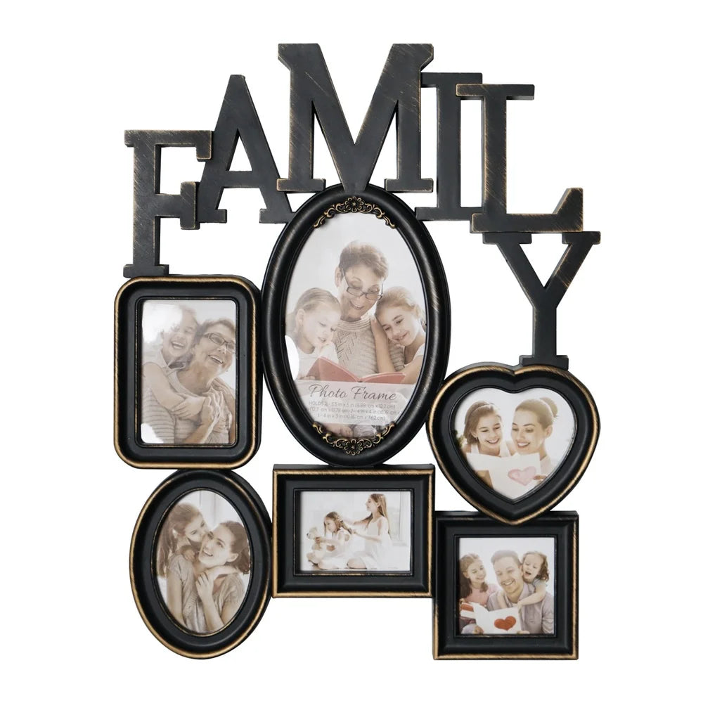 Typographic Family Photo Collage Frame 6 Picture Wall Art