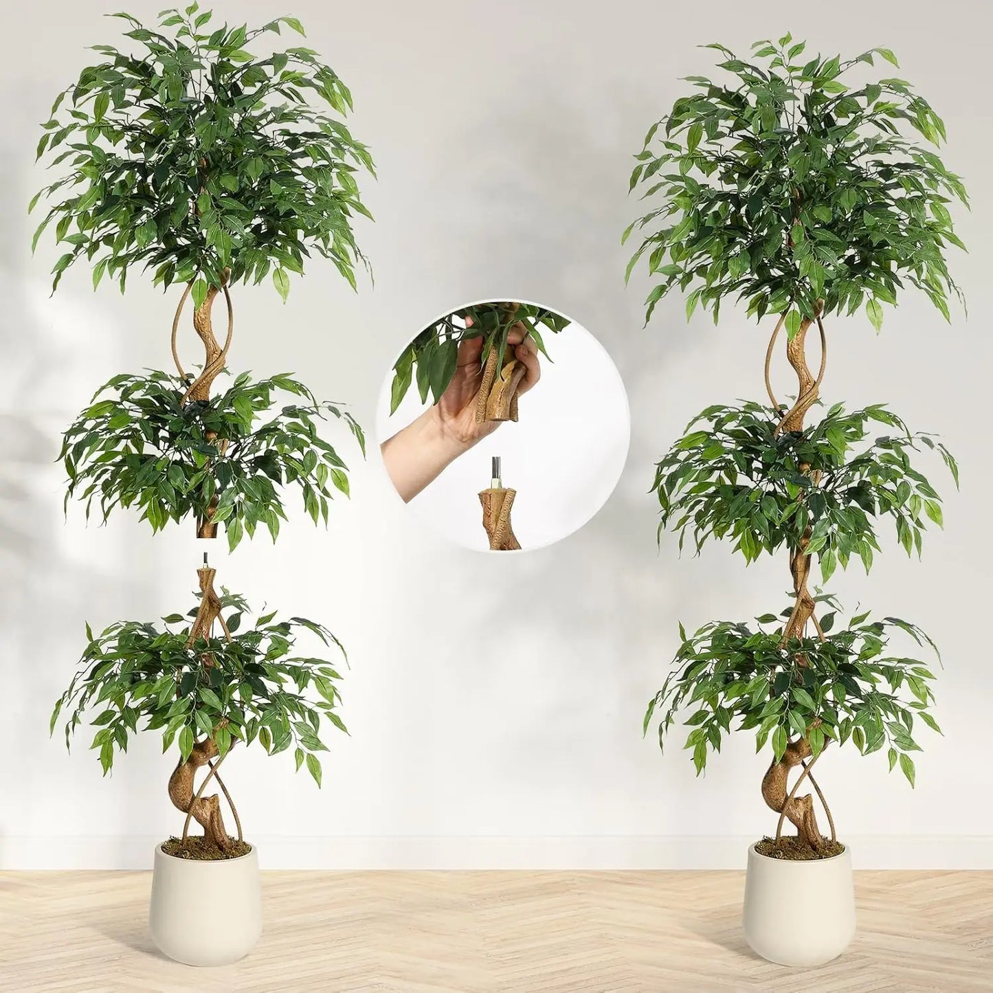 TWISTER.CKCN Ficus Tree Artificial Indoor Faux Green Plant