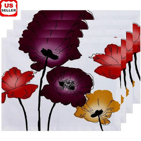 Warm Welcome Decor Elegant Floral Placemats Set of 4