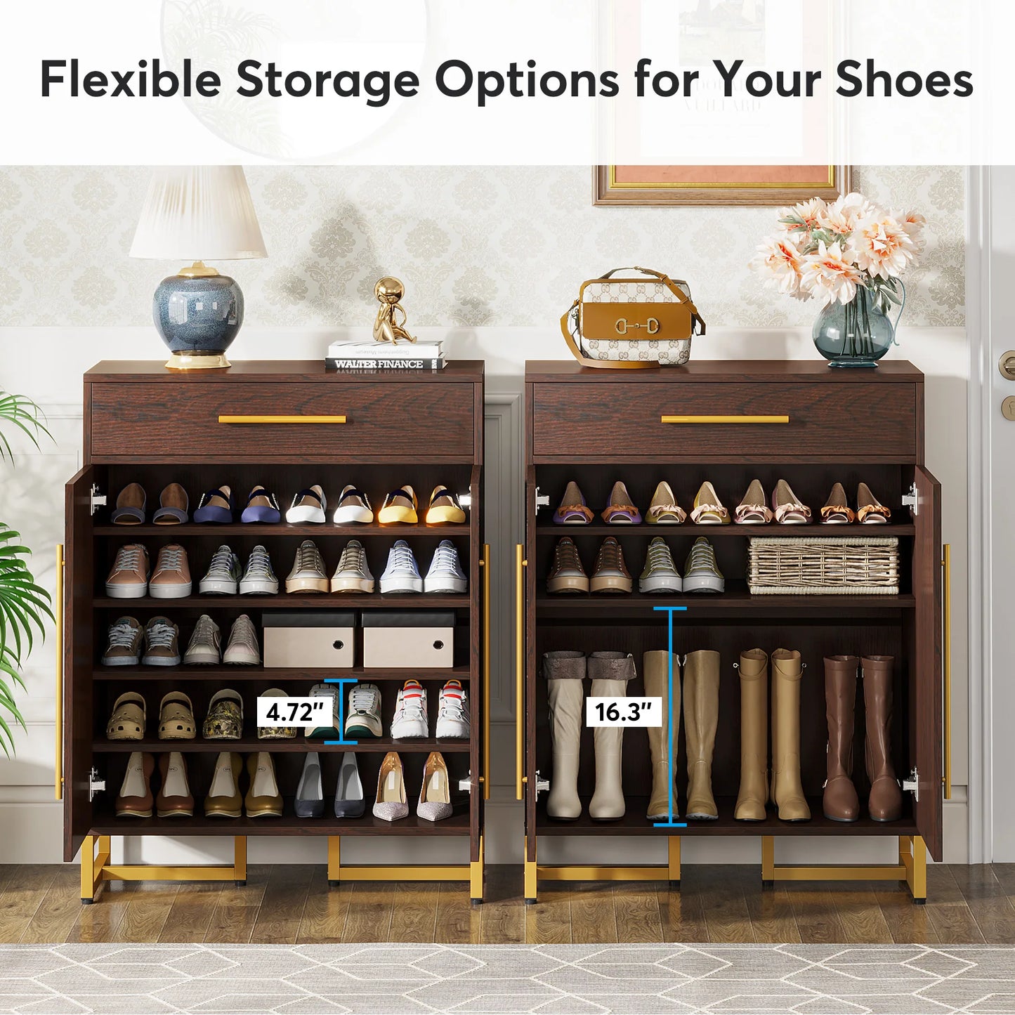 Tribesigns Shoe Cabinet With Doors 20 Pairs Entry Organizer