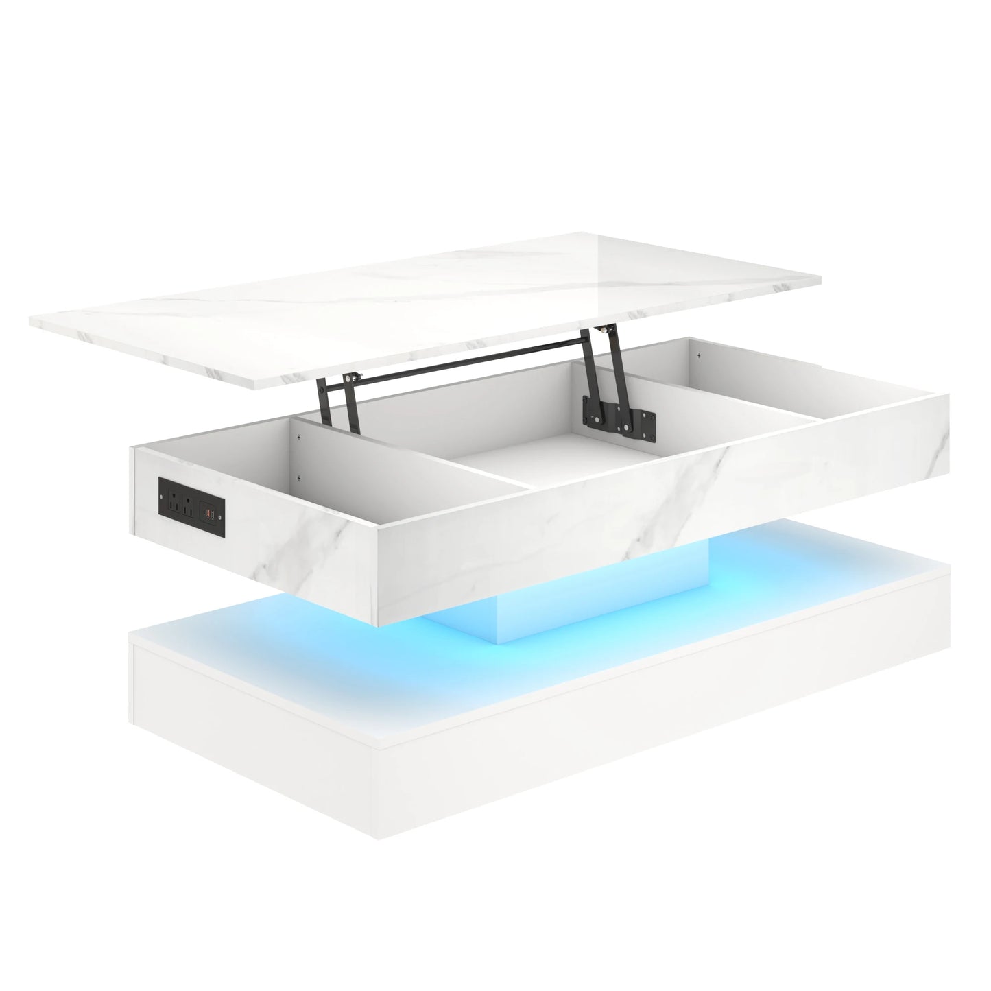 QiaoShiRen LED Coffee Table With Open Display Shelf