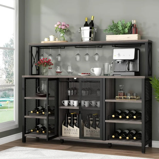 Color Bar Cabinet With Wine Rack And Glass Holder