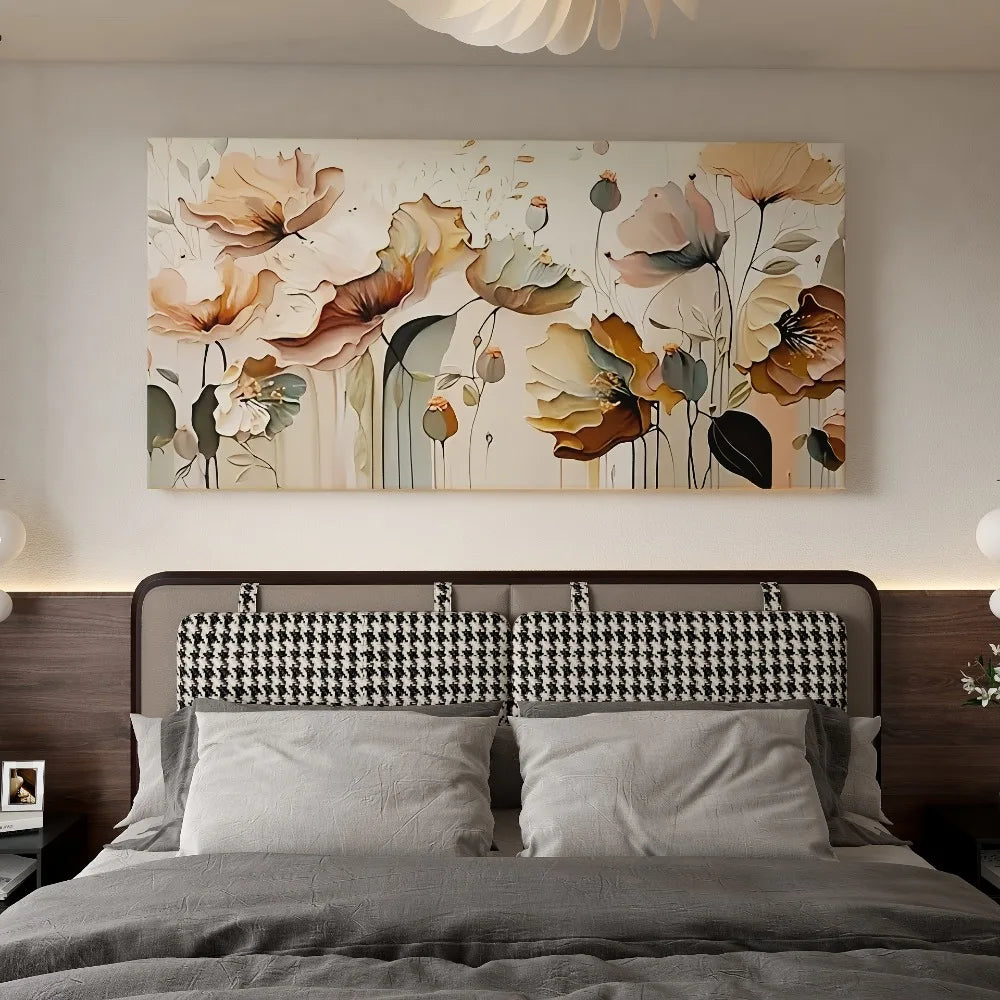 Hignconcerned Abstract Floral Canvas Art With Pine Frame