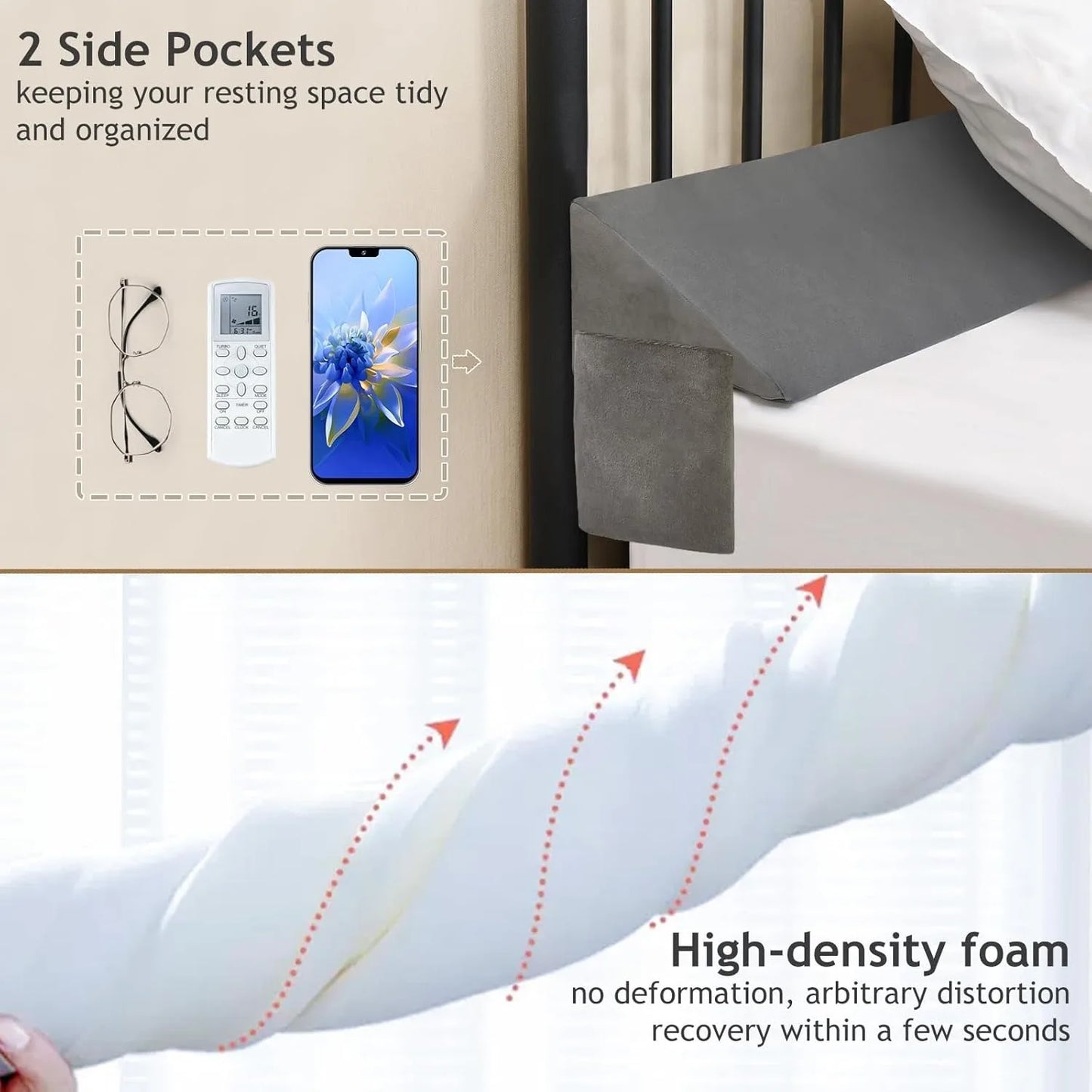 King Bed Wedge Pillow Gap Filler For Headboard Premium Foam