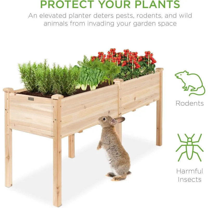 XMSJ Raised Garden Bed Wood Planter Box Stand Outdoor