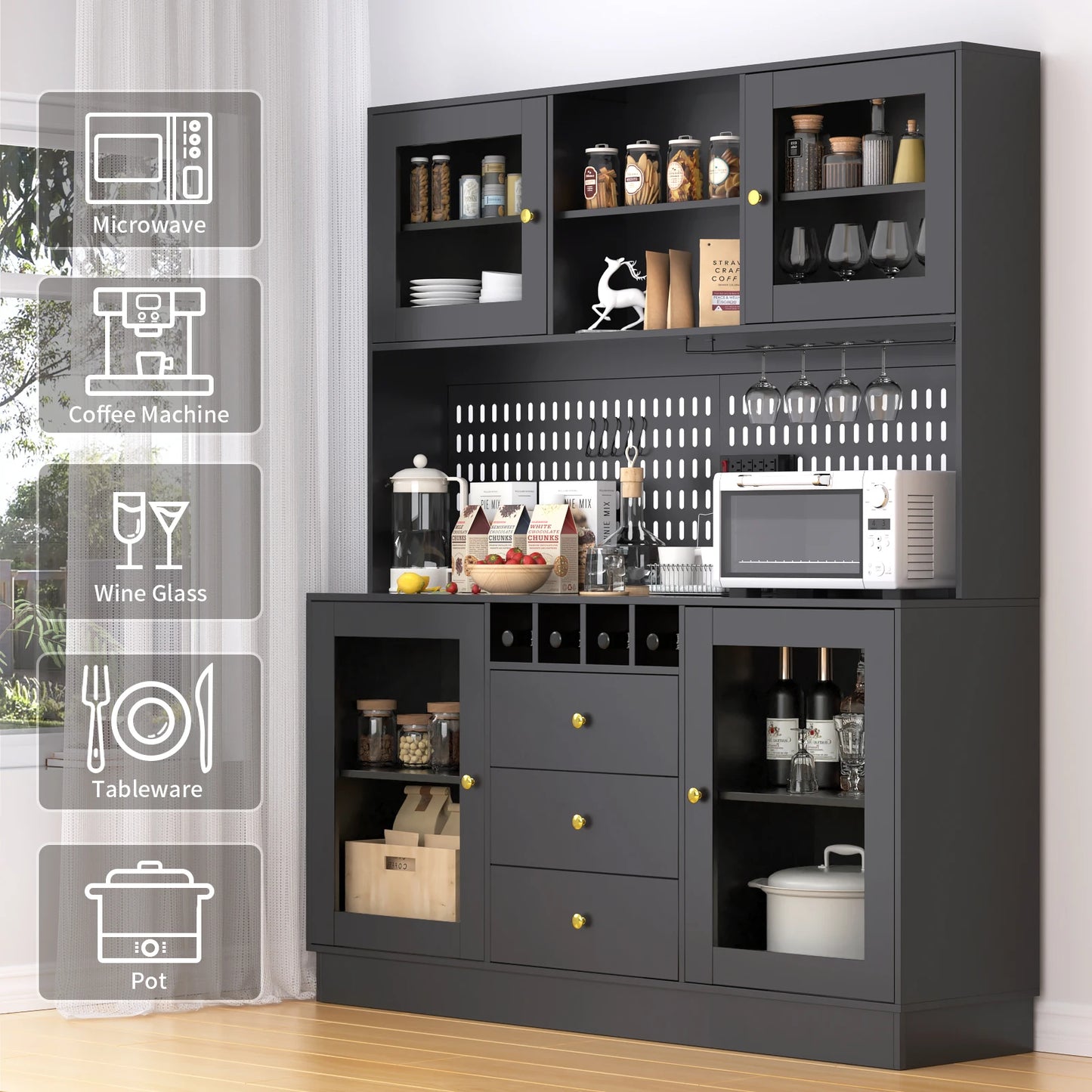 Warm Welcome Decor Pantry Cabinet Freestanding Storage Hutch