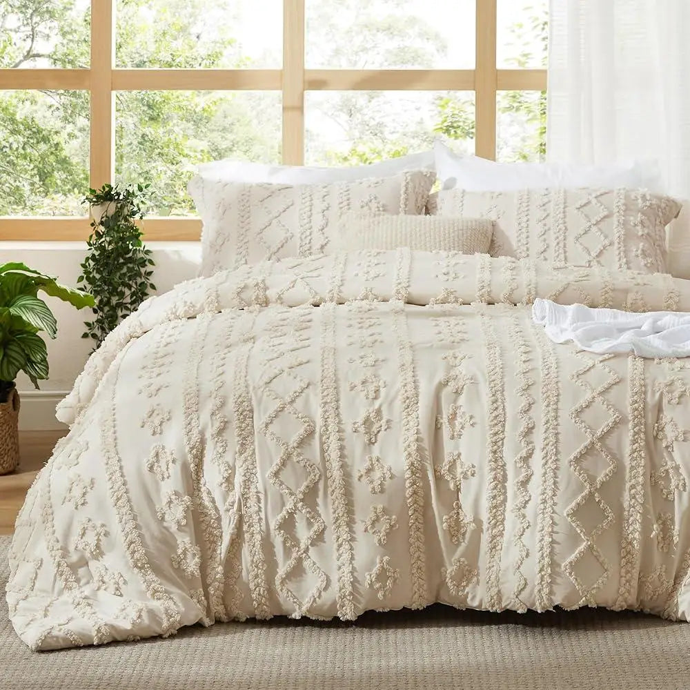 DUTRIEUXCN Tufted Embroidered Comforter Set 3 Piece Bedding