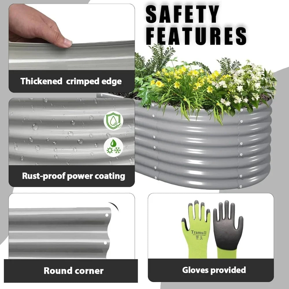 Galvanized Raised Garden Bed Kit Oval Metal Planter Box